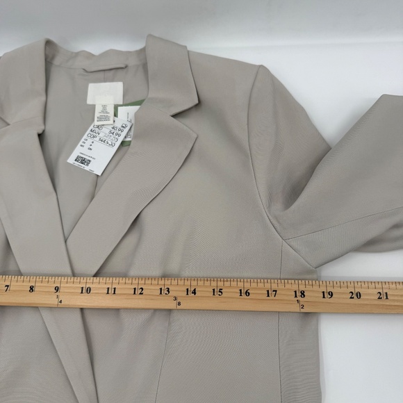 H&M Blazer Women Small NEW Beige Oversized Office Career Jacket Coat Notch - Picture 11 of 14